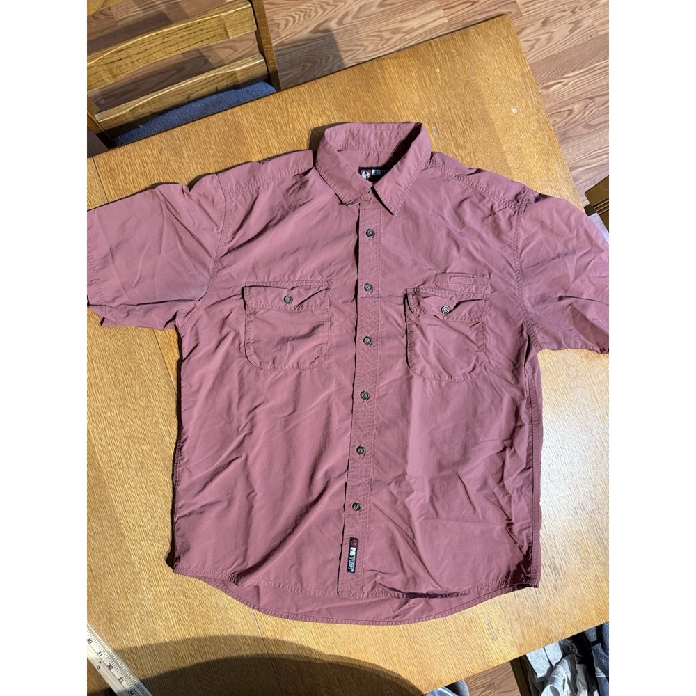 Eddie Bauer EBTEK Nylon Ripstop Shirt Men L Short Sleeve Button Front Hiking Y2K